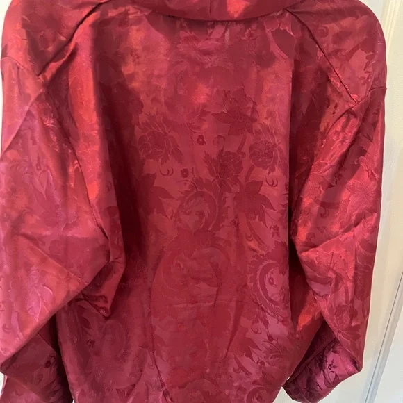 New Victoria's Secret Gold Label Sleep Shirt Gown Red Burgundy Damask Night - Picture 7 of 7